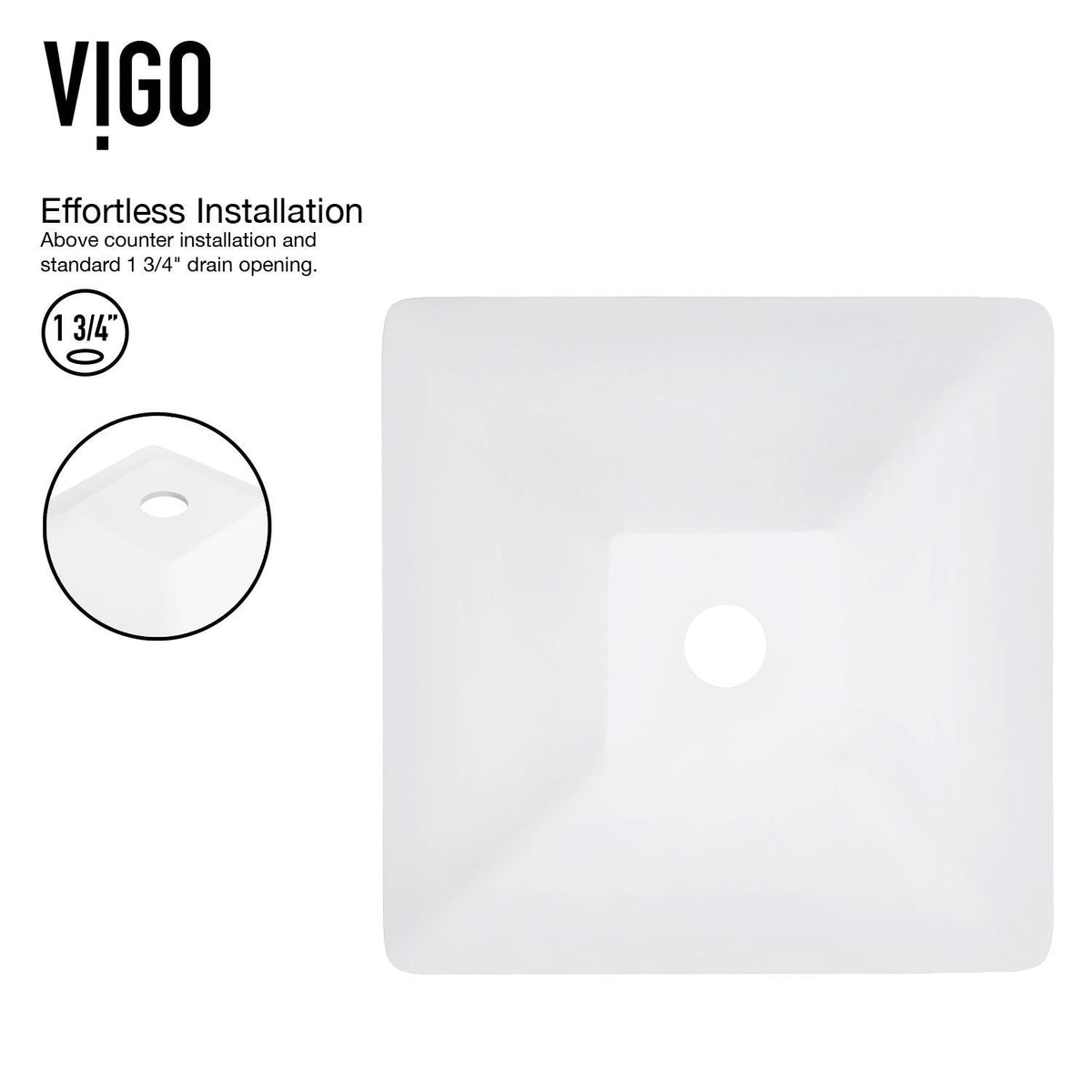 VIGO Hibiscus MatteStone White Bathroom Sink/Basin Set with Linus Faucet and Square Composite Vessel