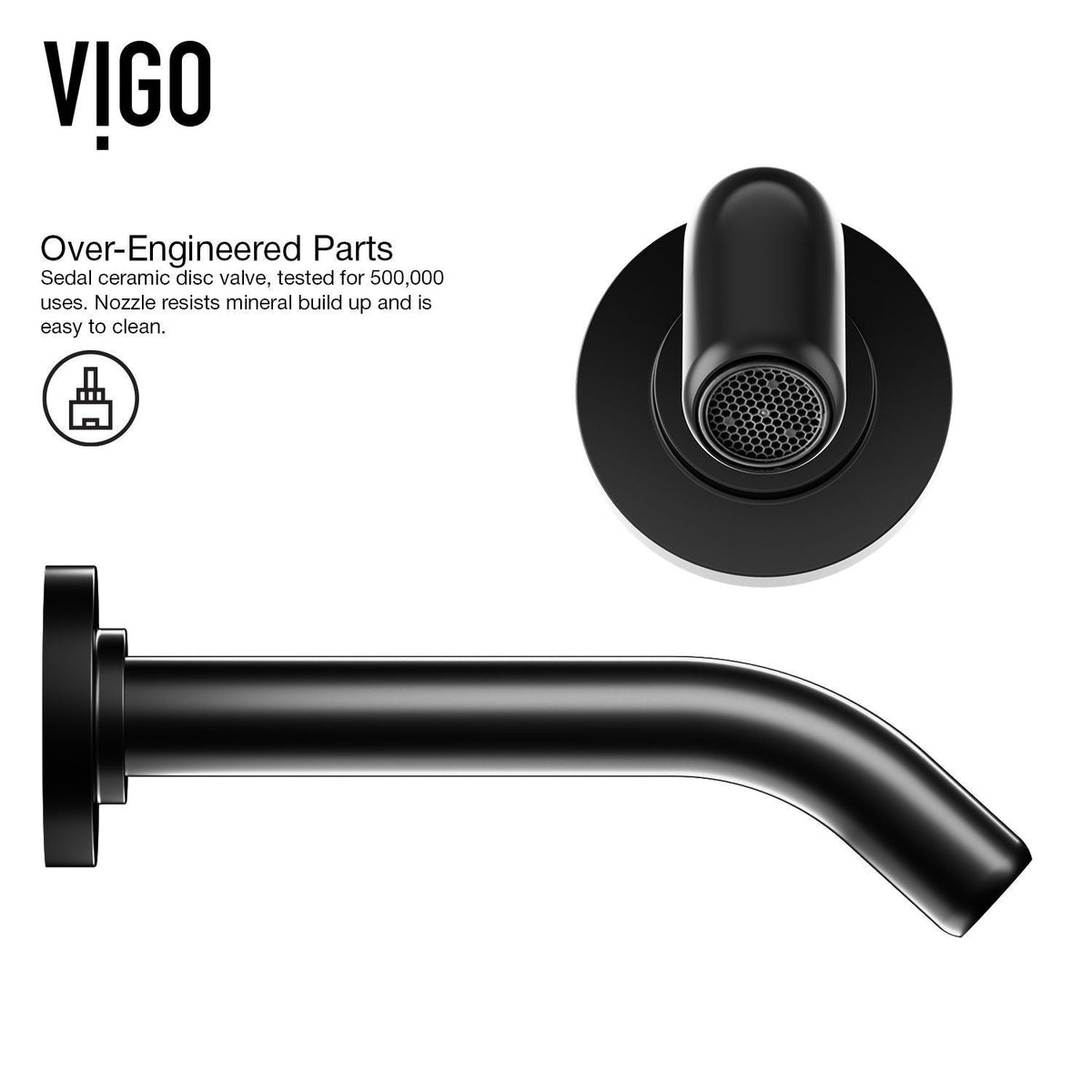 VIGO Olus Single Handle Wall Mount Bathroom Sink Faucet, WaterSense Certified, Matte Black
