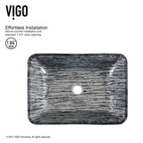 VIGO Titanium Glass Slate Grey Bathroom Sink/Basin Set with Niko Faucet and Rectangular Vessel