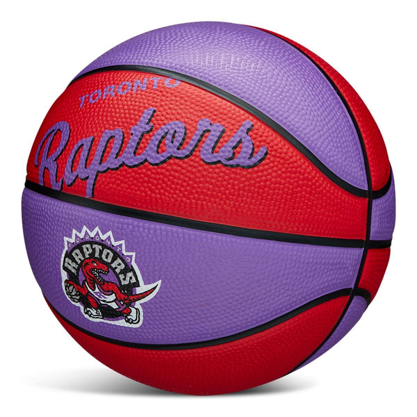 Wilson NBA Toronto Raptors Kids' Mini Outdoor Basketball, Size 3 (22.5-in), Purple/Red L1