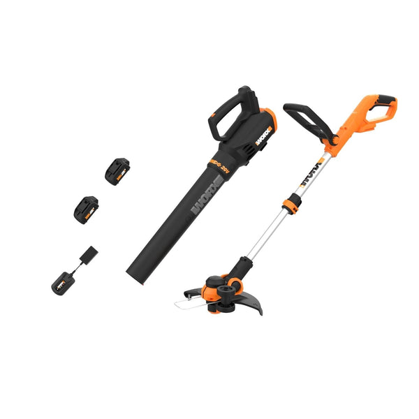 WORX WG929 20V Power Share Cordless Grass Trimmer & Leaf Blower Combo Kit M1